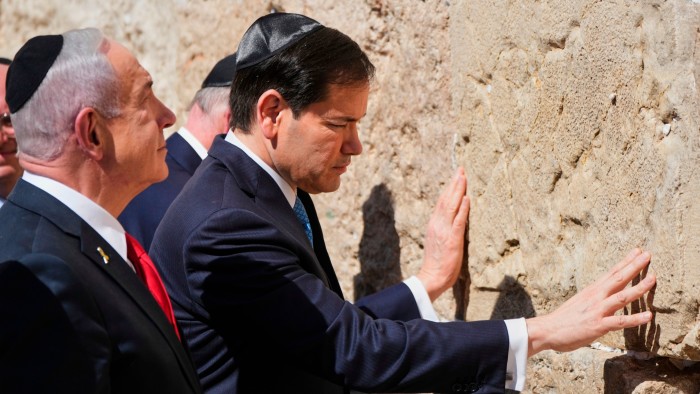 Israeli Prime Minister Benjamin Netanyahu, left, and US secretary of state Marco Rubio visit the Western Wall