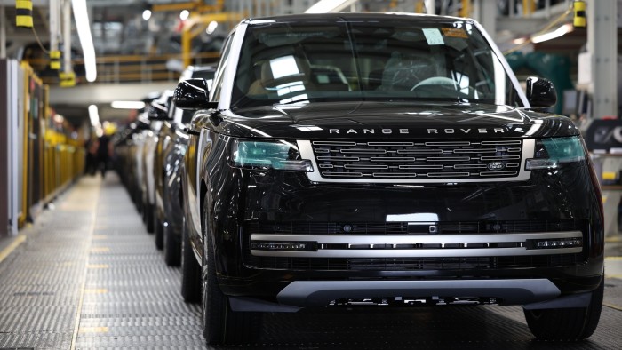 A Range Rover SUV on the production line at the Jaguar Land Rover automobile manufacturing plant in Solihull, UK