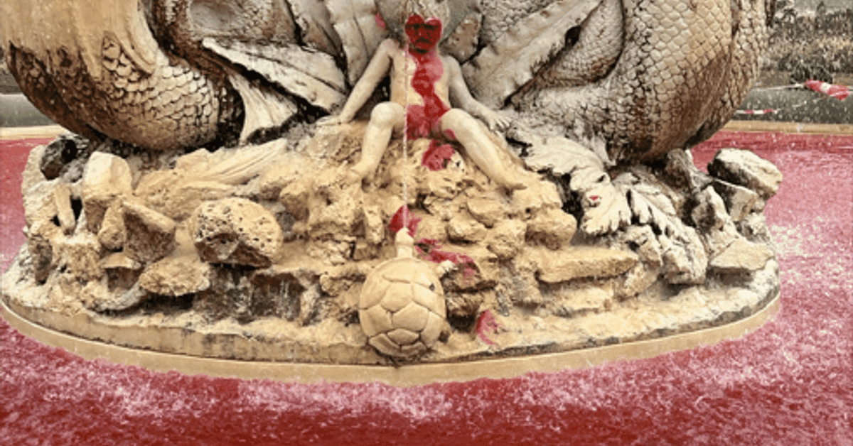 Vandals deface Melbourne's Hochgurtel Fountain and turn water bright red