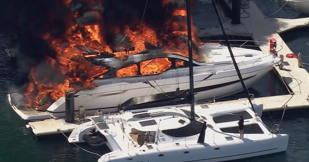 Luxury yacht with multimillion dollar price tag destroyed in inferno at Perth boat ramp