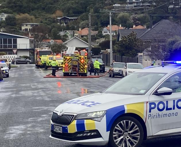 Fire crews at the scene in Coughtrey St this morning. Photo: Stephen Jaquiery
