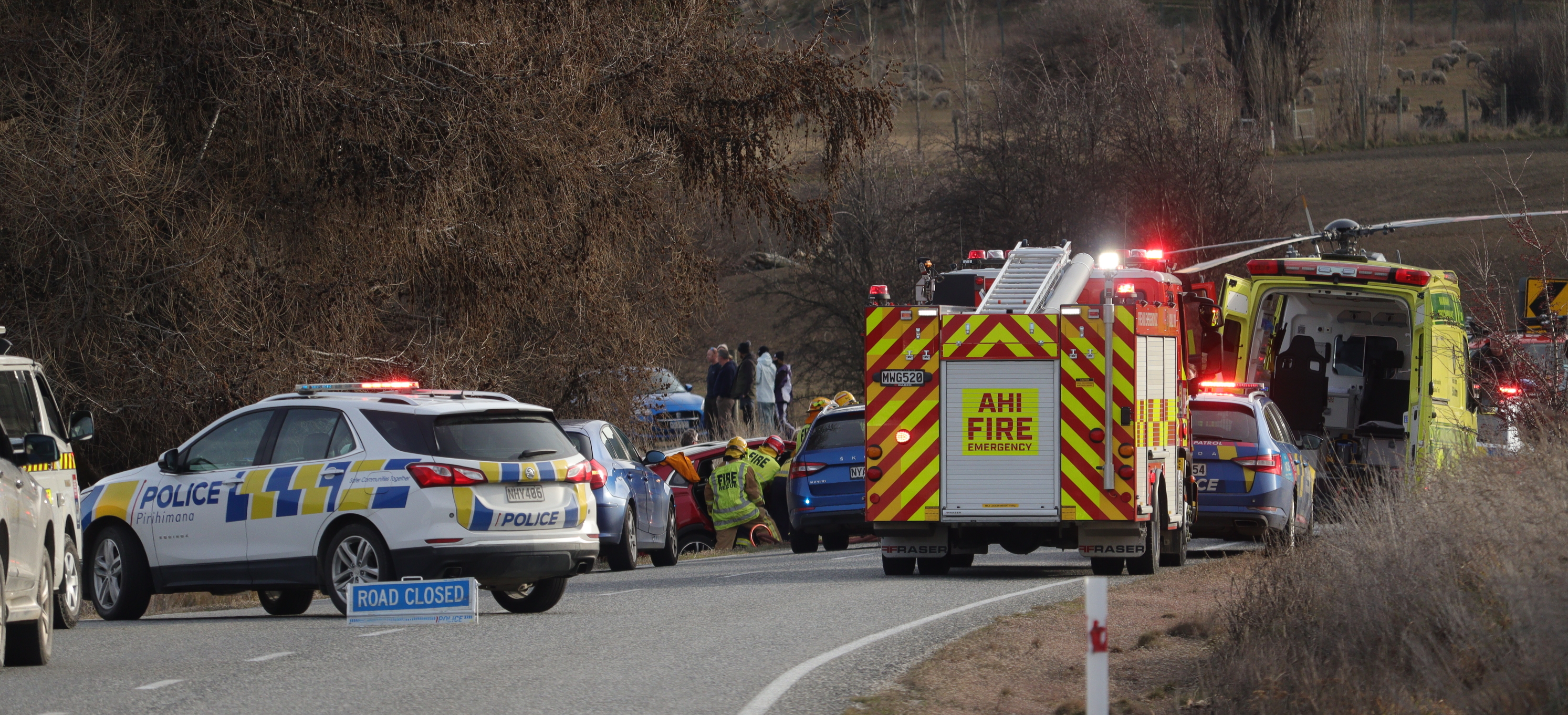 Emergency services at the scene of the crash. Photo: Rawan Saadi
