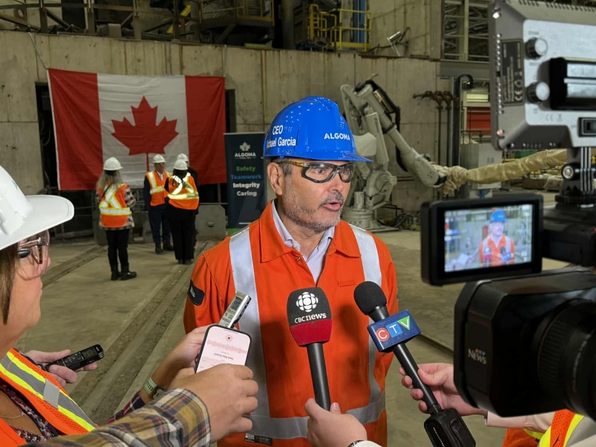 Algoma Steel CEO Michael Garcia speaks about $500 million announcement at the mill on Monday.