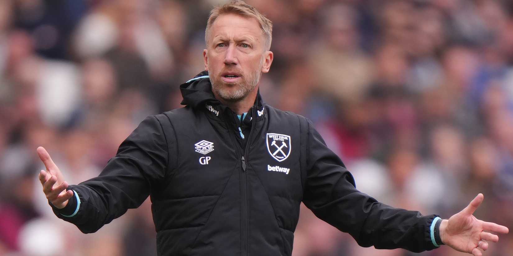 West Ham United head coach Graham Potter on the touchline