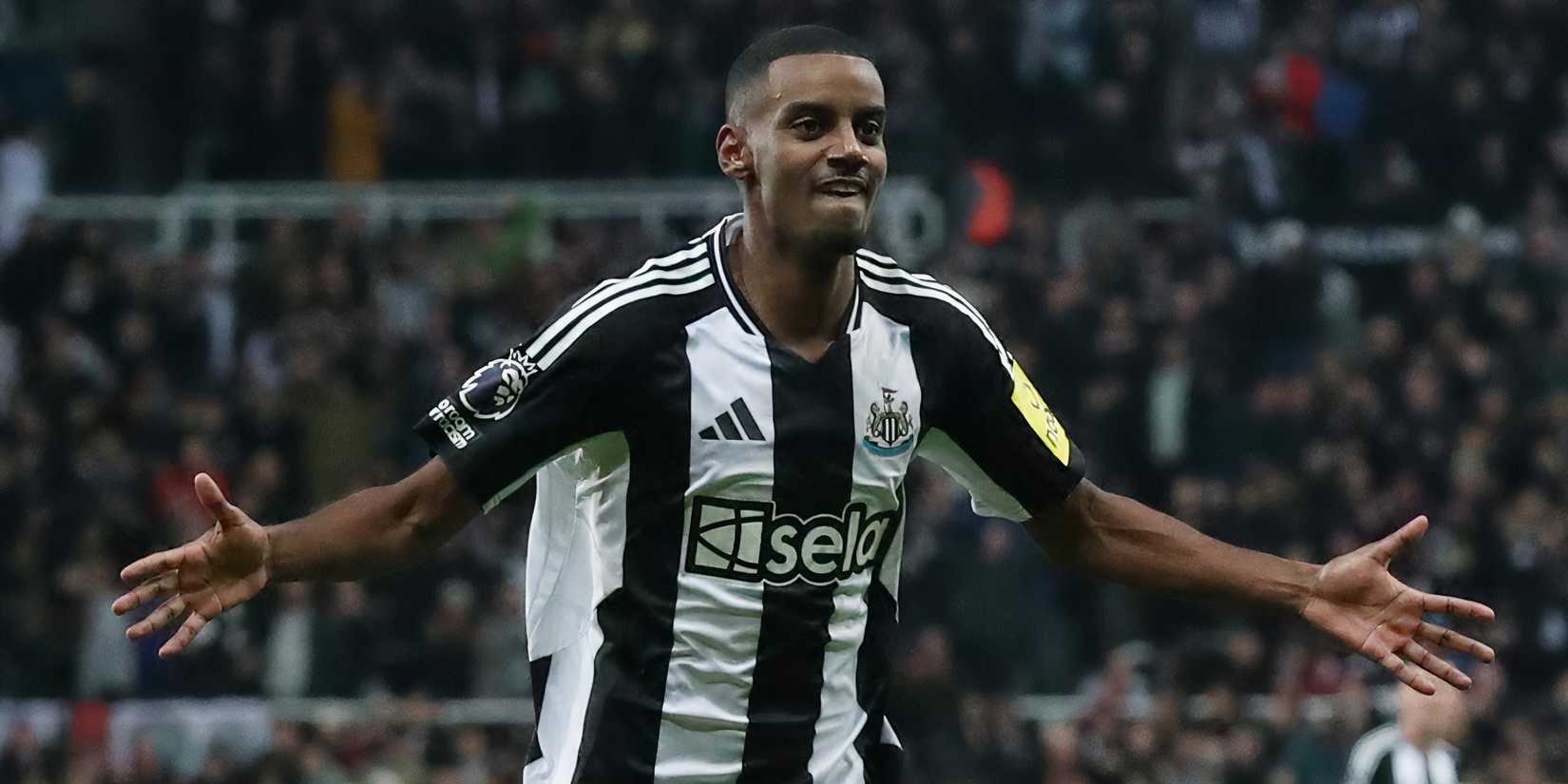 Alexander Isak celebrating after scoring for Newcastle United