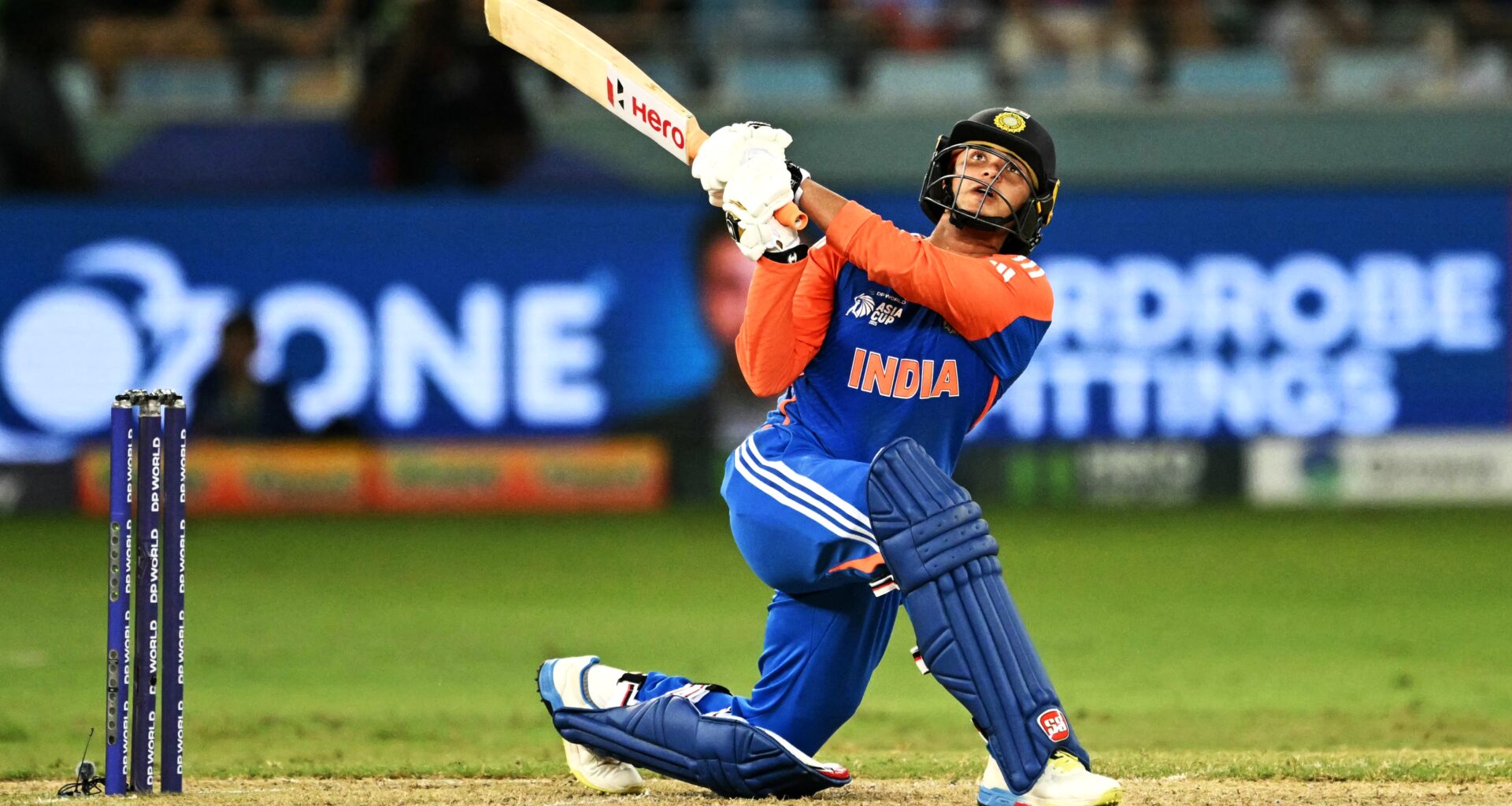 Abhishek Sharma batting for India in the Asia Cup
