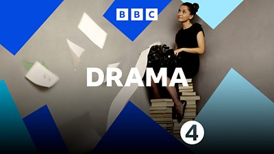 A woman sits on top of a pile of books