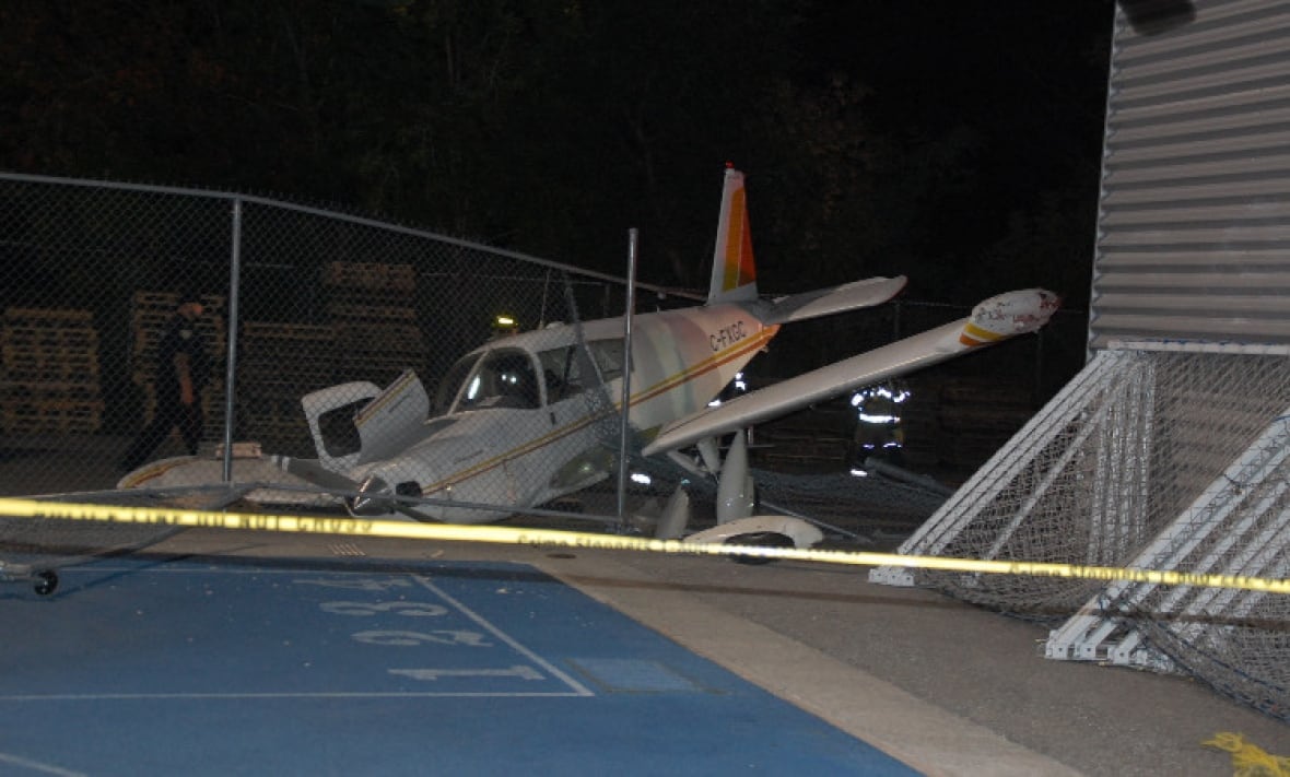 The plane crashed outside Monarch Park Collegiate Institute in the area of Hanson Street and Coxwell Avenue on Monday night.