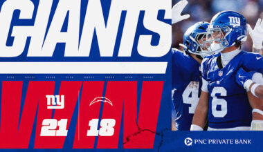 Giants defeat Chargers 21-18 in Jaxson Dart's first start