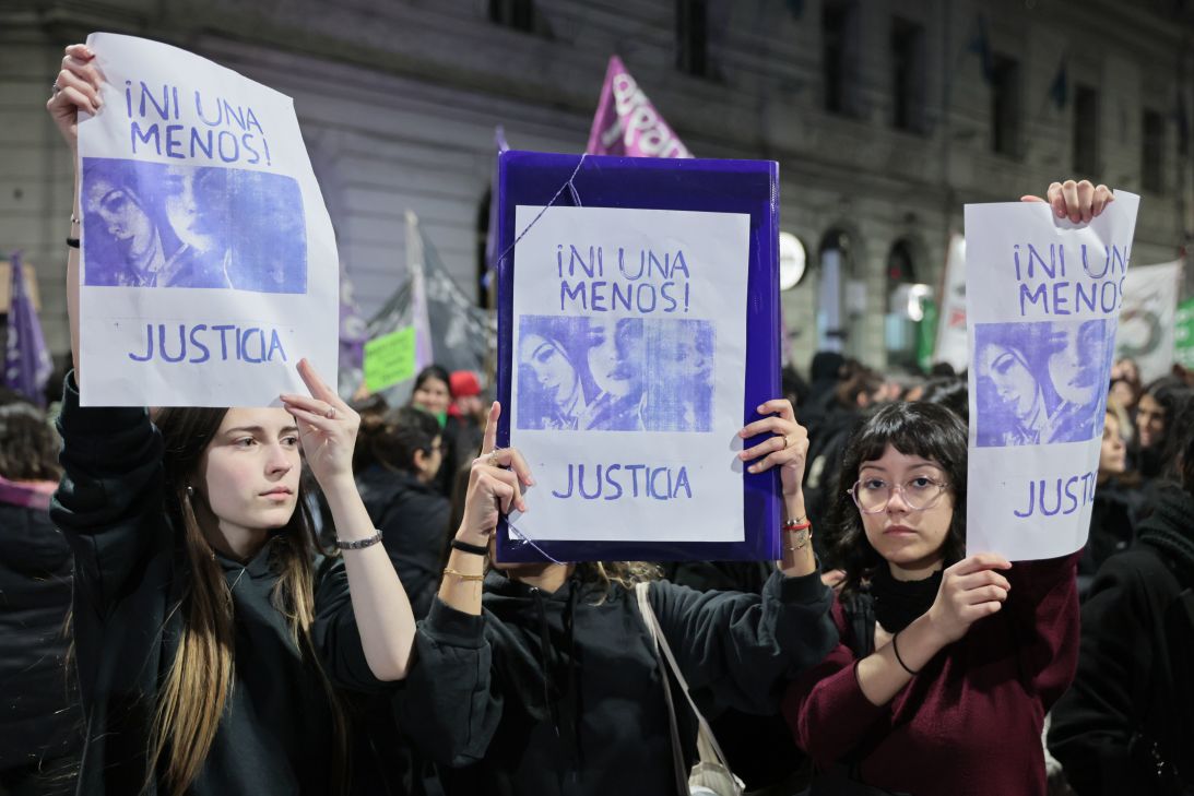 People participate in a demonstration in Buenos Aires, Argentina, on September 24.