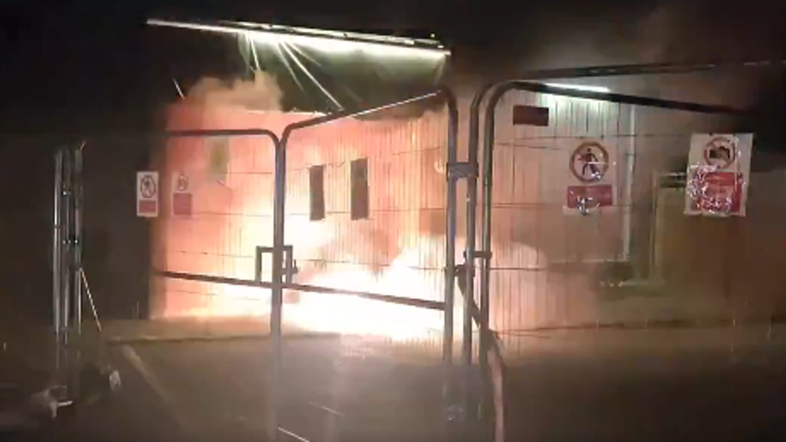 Firecrackers were thrown towards the hotel