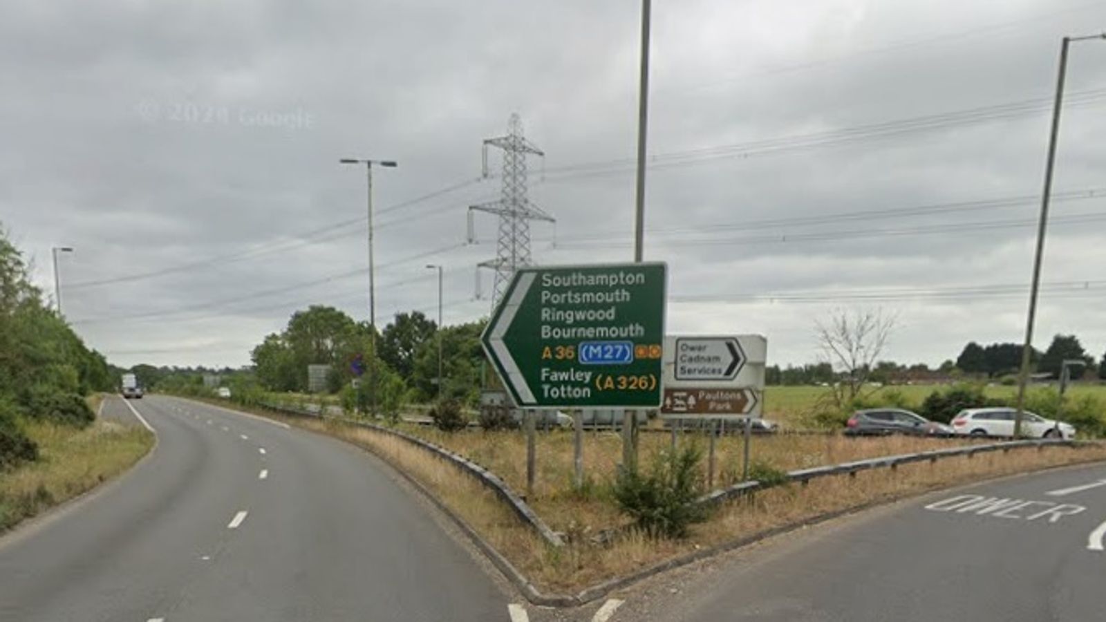 The crash happened on the A36 close to the junction with the Ower roundabout. Pic: Google Maps