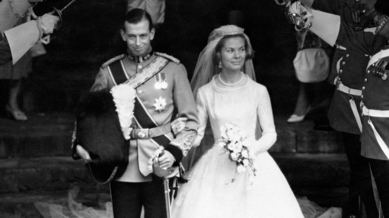 The Duke and Duchess of Kent at their York Minster wedding. Pic: PA