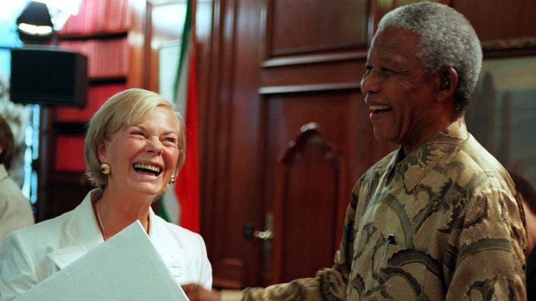 Katharine meeting Nelson Mandela in 1998. Pic: PA