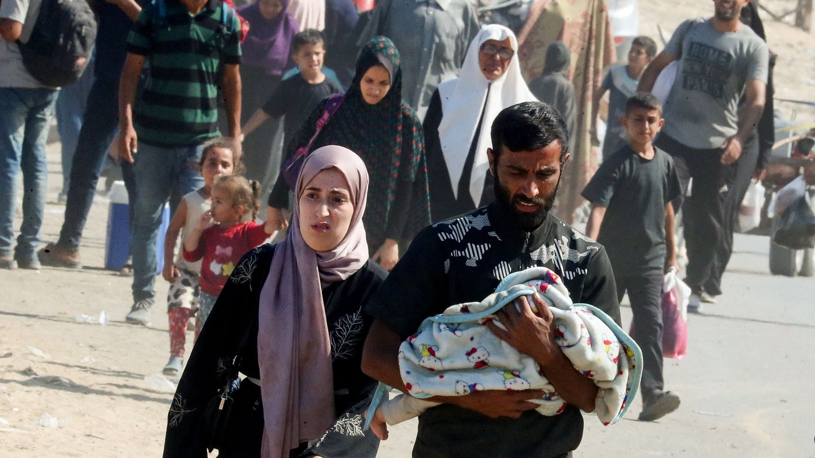 Palestinians fleeing northern Gaza. Pic: Reuters Pic: Reuters