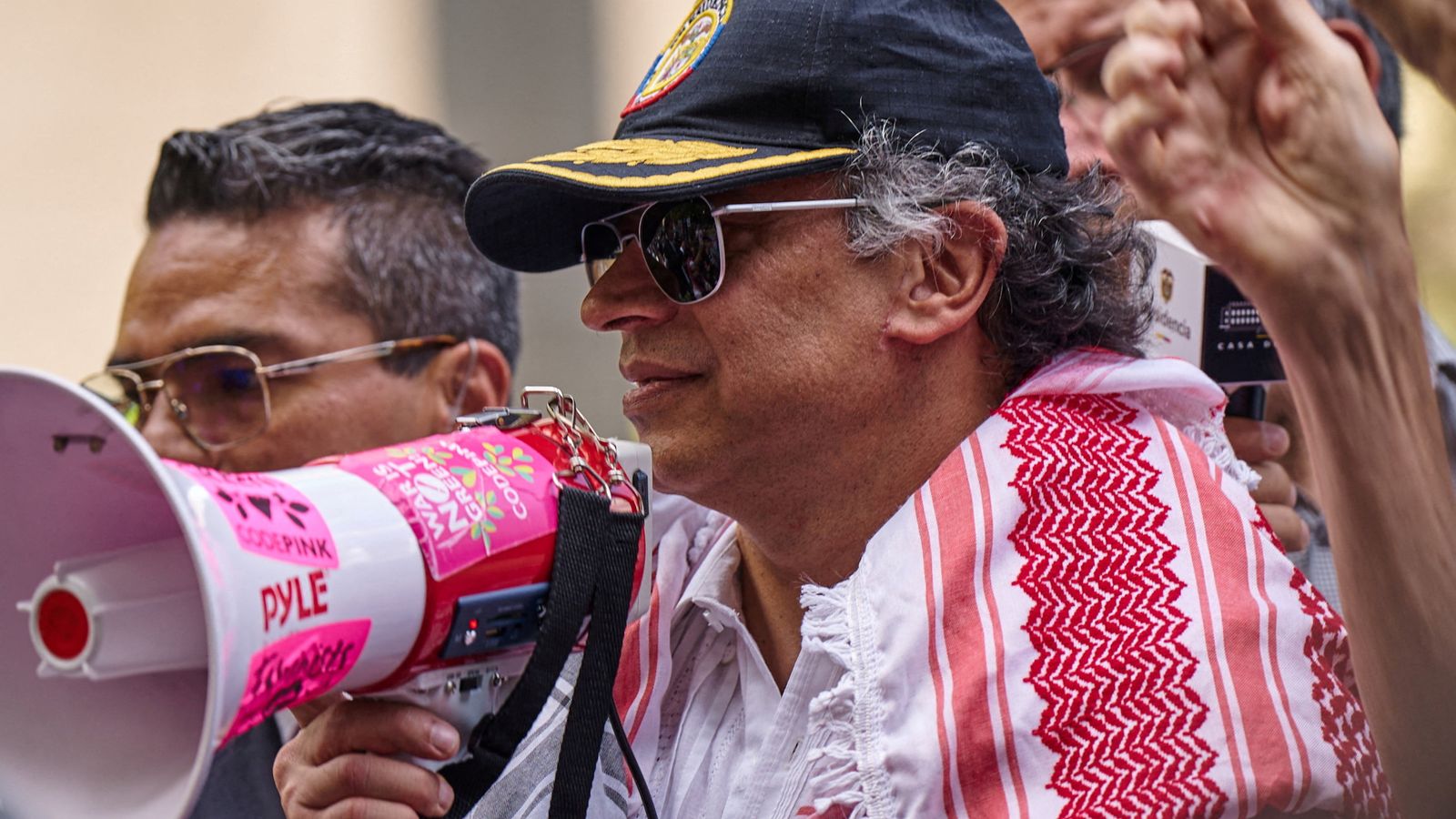 Colombian President Gustavo Petro at the rally. Pic: Reuters