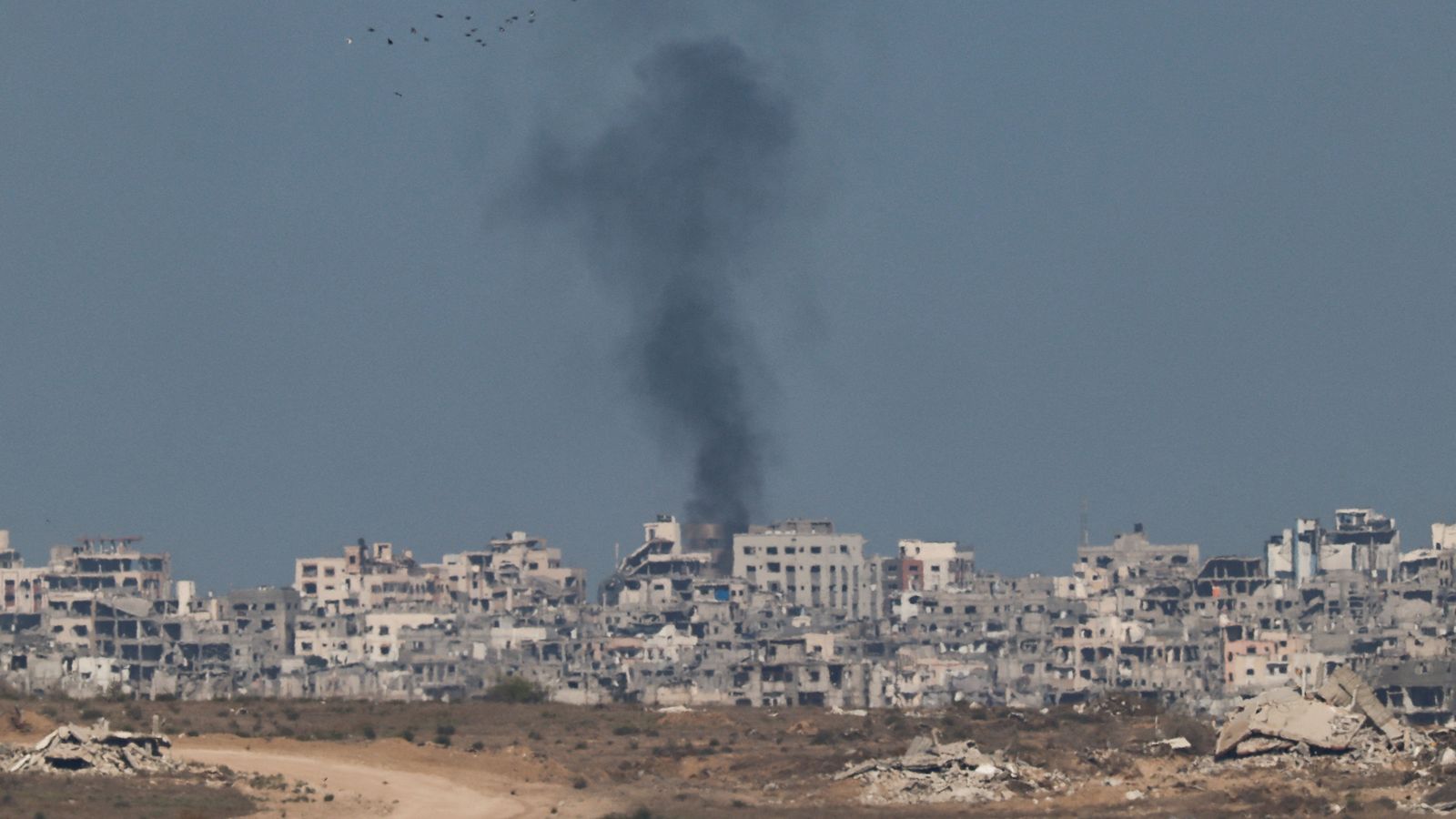 Smoke rises from Gaza on Monday.  Pic: Reuters