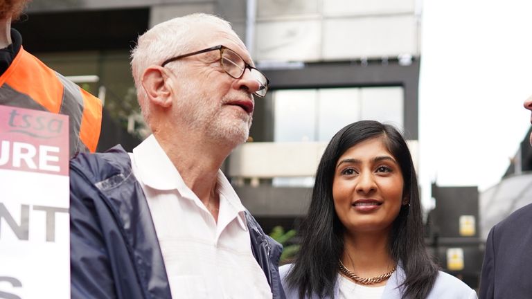 Jeremy Corbyn and Zarah Sultana. Pic: PA