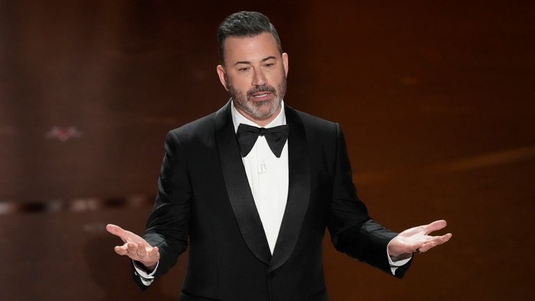 Jimmy Kimmel hosting last year's Oscars. Pic: AP