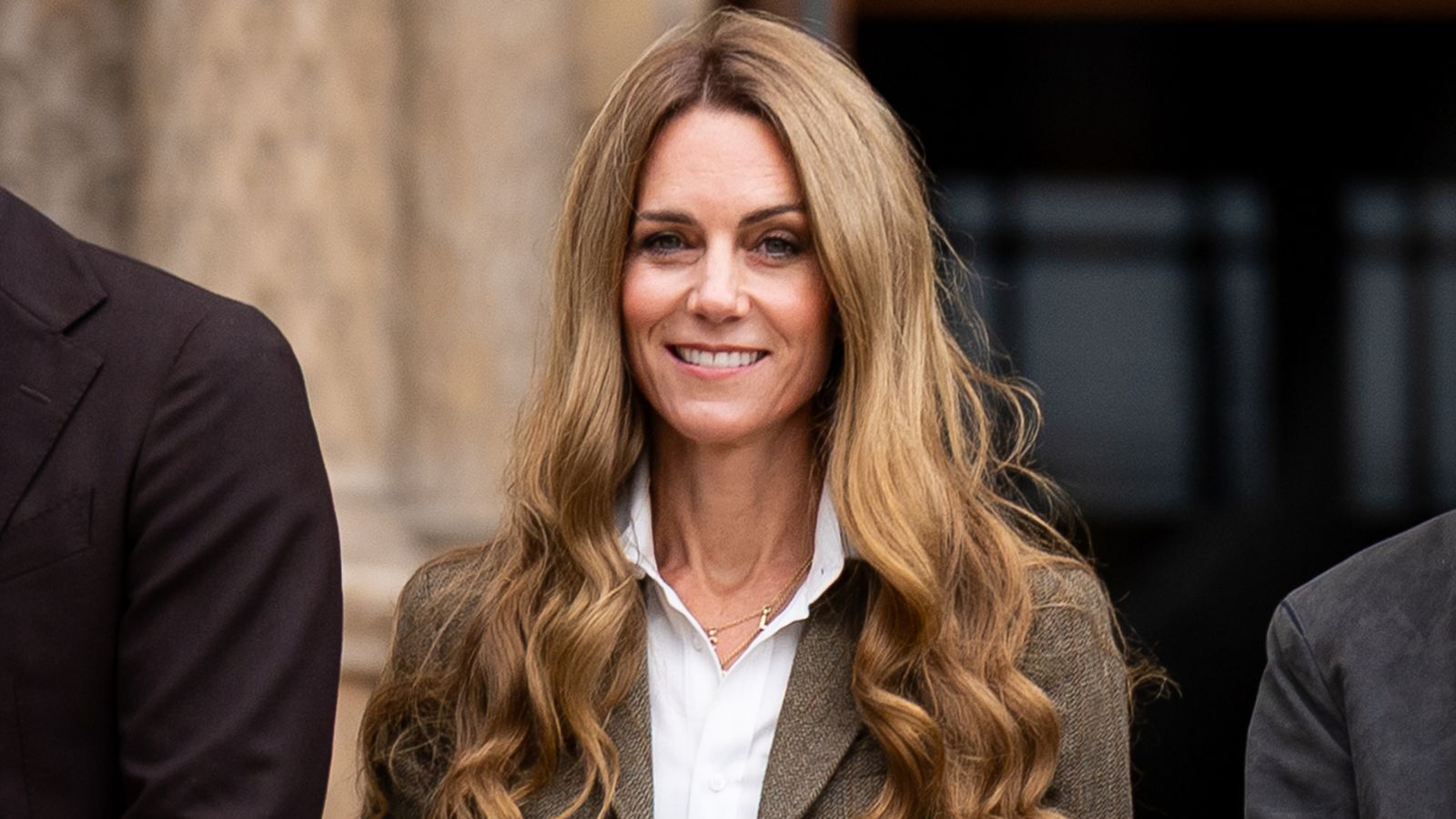 Kate shows off her lighter locks at the Natural History Museum. Pic: PA