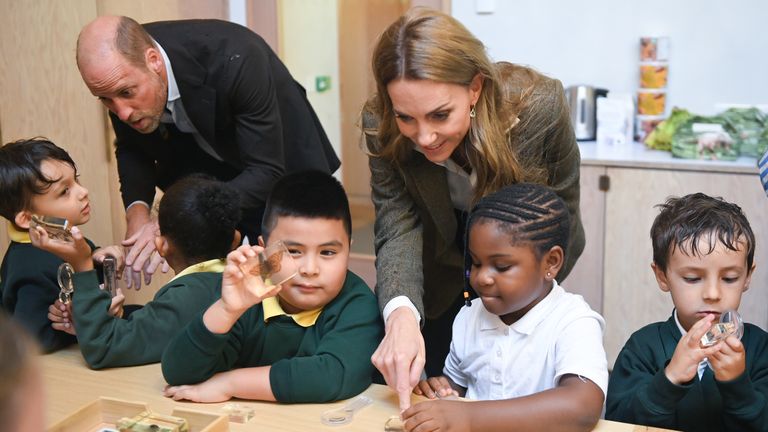 A group of schoolchildren at the Natural History Museum were among the first people to see Kate's new hairdo. Pic: PA