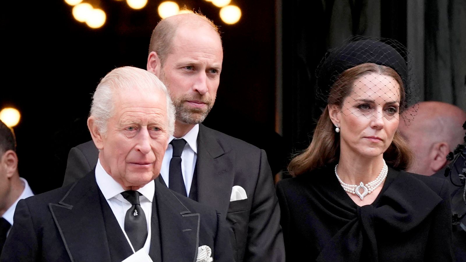 The King, Prince William and Kate attend Duchess of Kent's funeral - as Buckingham Palace says Queen withdrew due to illness | UK News