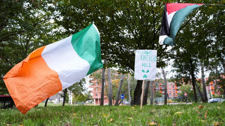 Protestors outside court. Pic: PA