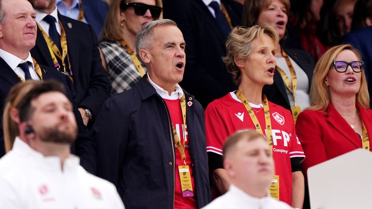 Canadian Prime Minister Mark Carney was spotted in the stands. Pic: PA
