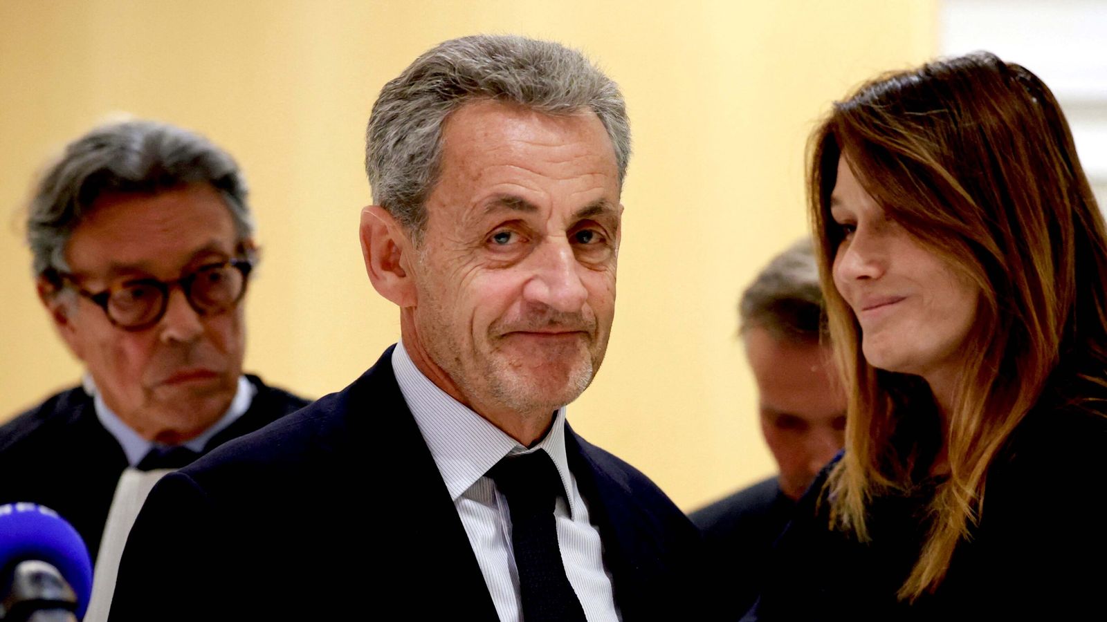 Nicolas Sarkozy after the verdict in Paris. Pic: Reuters