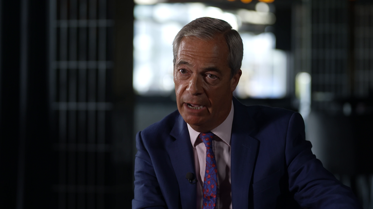 Nigel Farage speaking to Beth Rigby at Reform's 2025 conference.