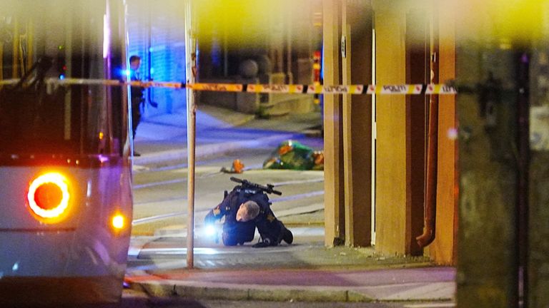 The scene is being searched. Pic: Reuters