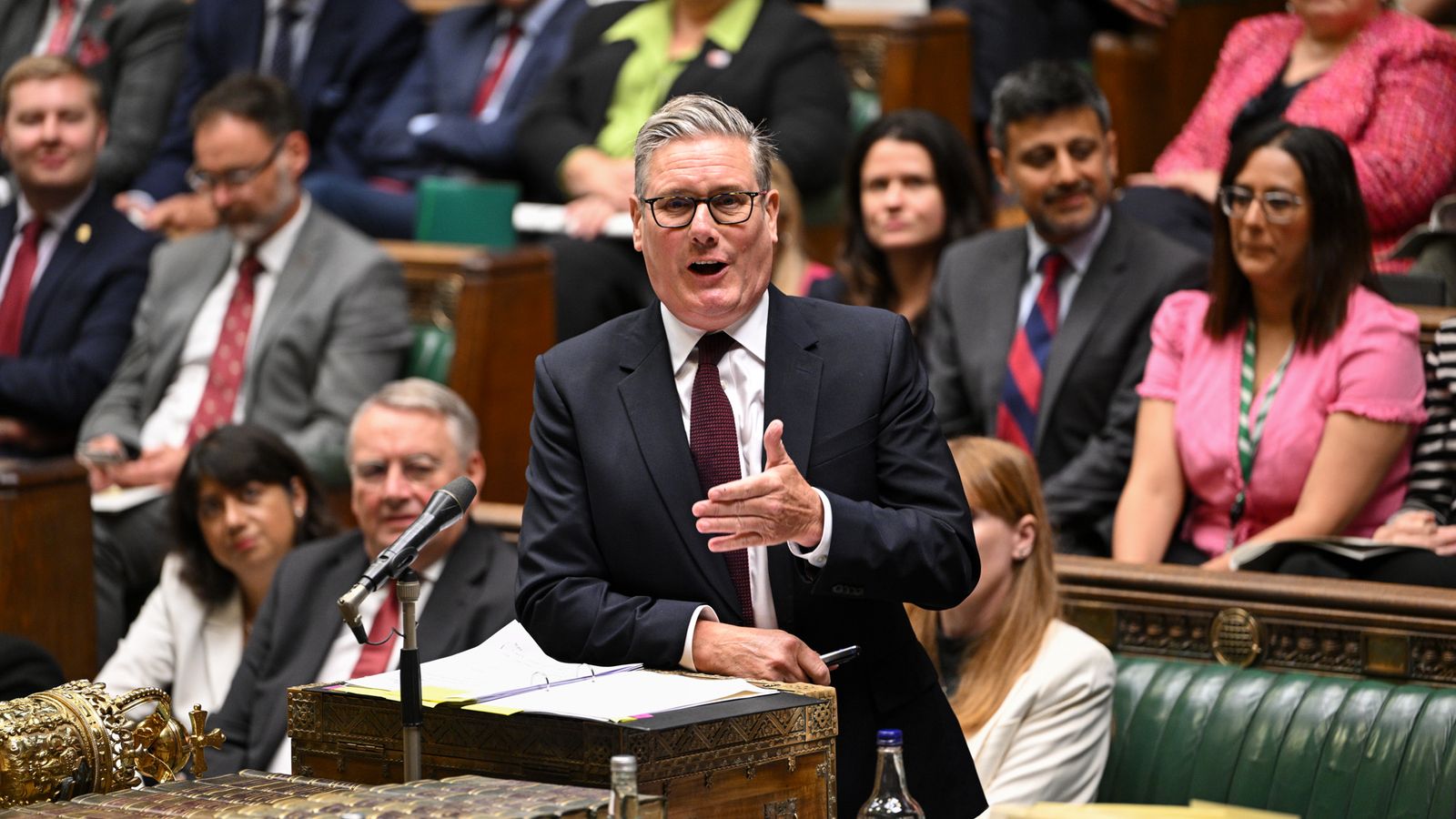 Sir Keir Starmer speaks at PMQs following the discovery of the phone. Pic: House of Commons