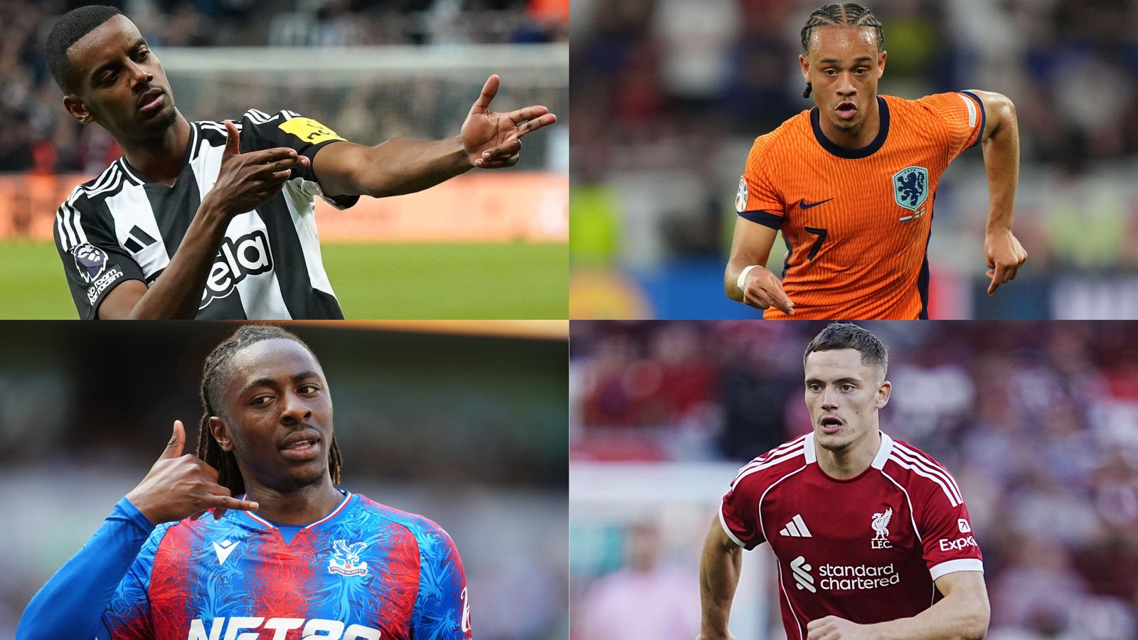 (Clockwise) Alexander Isak, Xavi Simons, Florian Wirtz and Eberechi Eze all moved clubs during the summer transfer window. Pics: PA