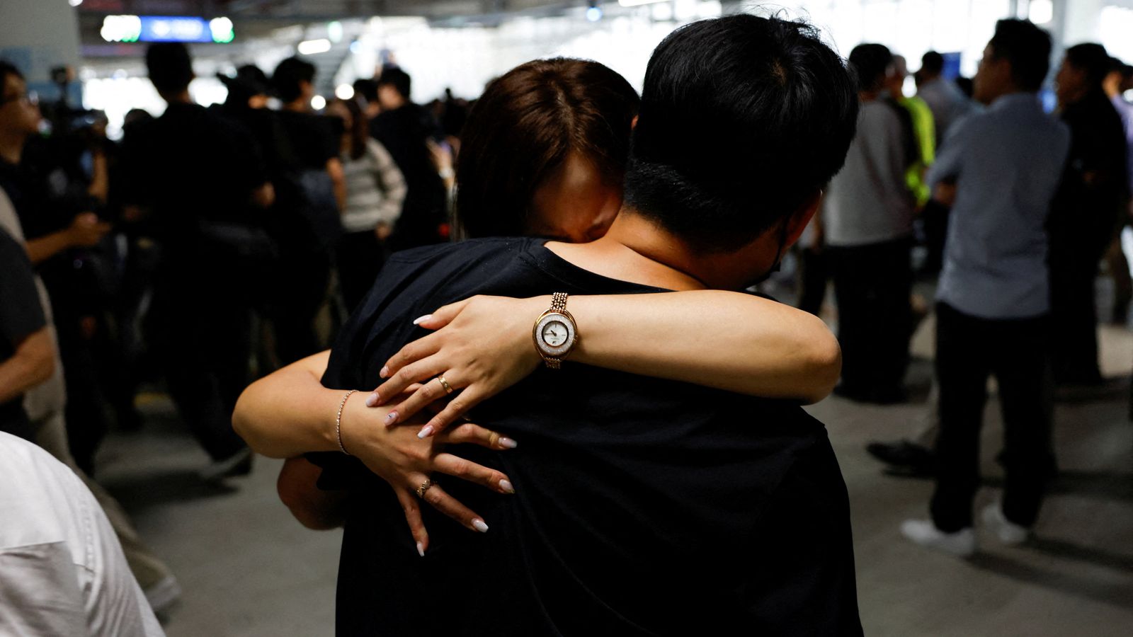 A plane carrying hundreds of South Korean workers arrived in Incheon on Friday. (Pic: Reuters)