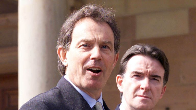 Tony Blair and Lord Mandelson in 2000. Pic: Paul Faith/PA