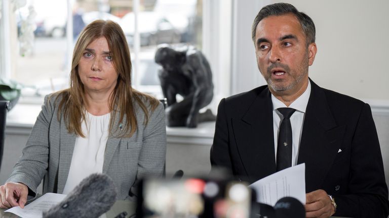 Mrs Scott alongside family solicitor Aamer Anwar. Pic: PA