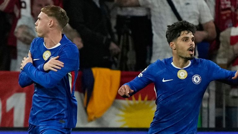 Chelsea's Cole Palmer celebrates after pulling a goal back for Chelsea