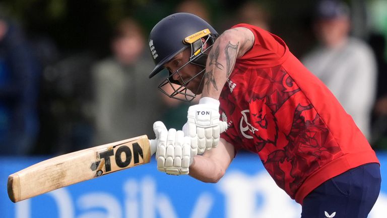 England's Phil Salt batting against Ireland in the first T20I