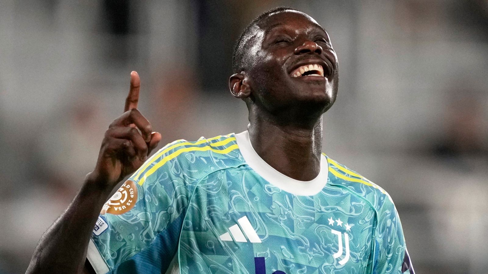 Juventus' Randal Kolo Muani reacts after scoring his side's fourth goal during the Club World Cup group G soccer match between Al Ain and Juventus in Washington, Wednesday, June 18, 2025. (AP Photo/Julia Demaree Nikhinson)