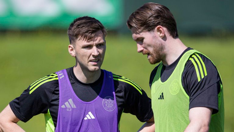 Celtic full-backs Kieran Tierney (L) and Anthony Ralston both withdrew from the last camp due to injury