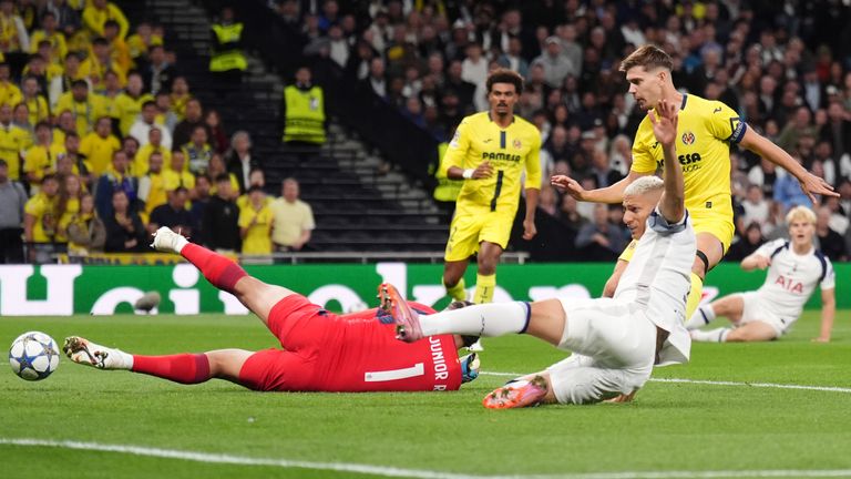 Villarreal's Luiz Junior scores an own goal against Tottenham