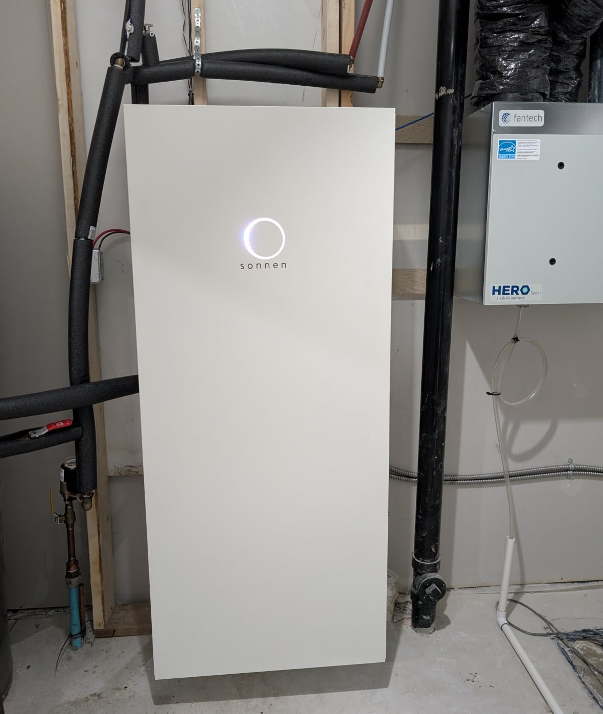 A large battery in a basement