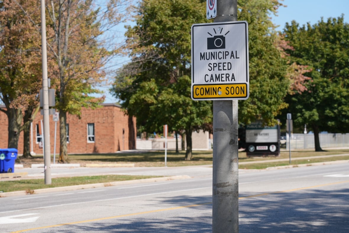 A sign that says municipal speed camera coming soon.