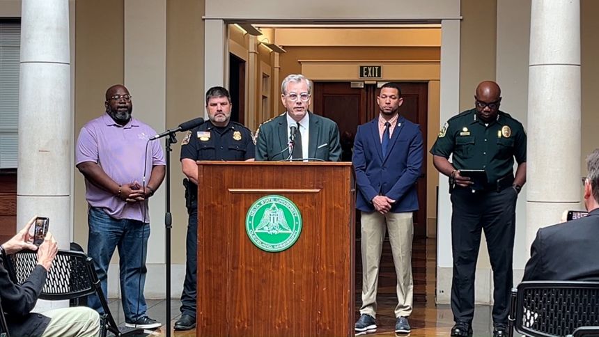 Delta State President Dan Ennis speaks during a news conference on Monday.