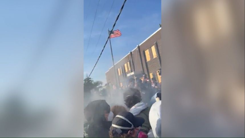 A Democratic mayor running for Congress in Illinois, Daniel Biss posted video Friday from a protest outside an ICE facility near Chicago where he said he was teargassed.