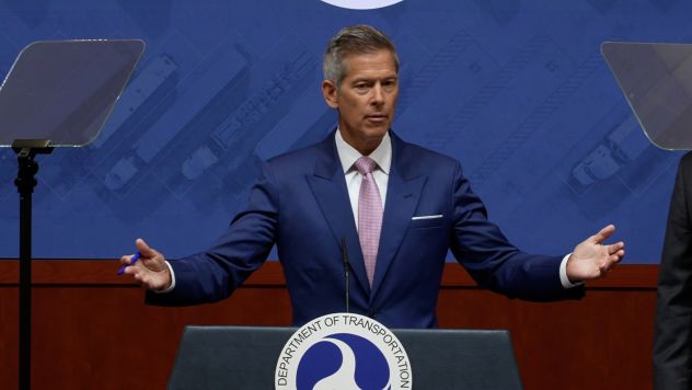Transportation Secretary Sean Duffy speaks during a news conference in Washington, DC, on September 26, 2025.