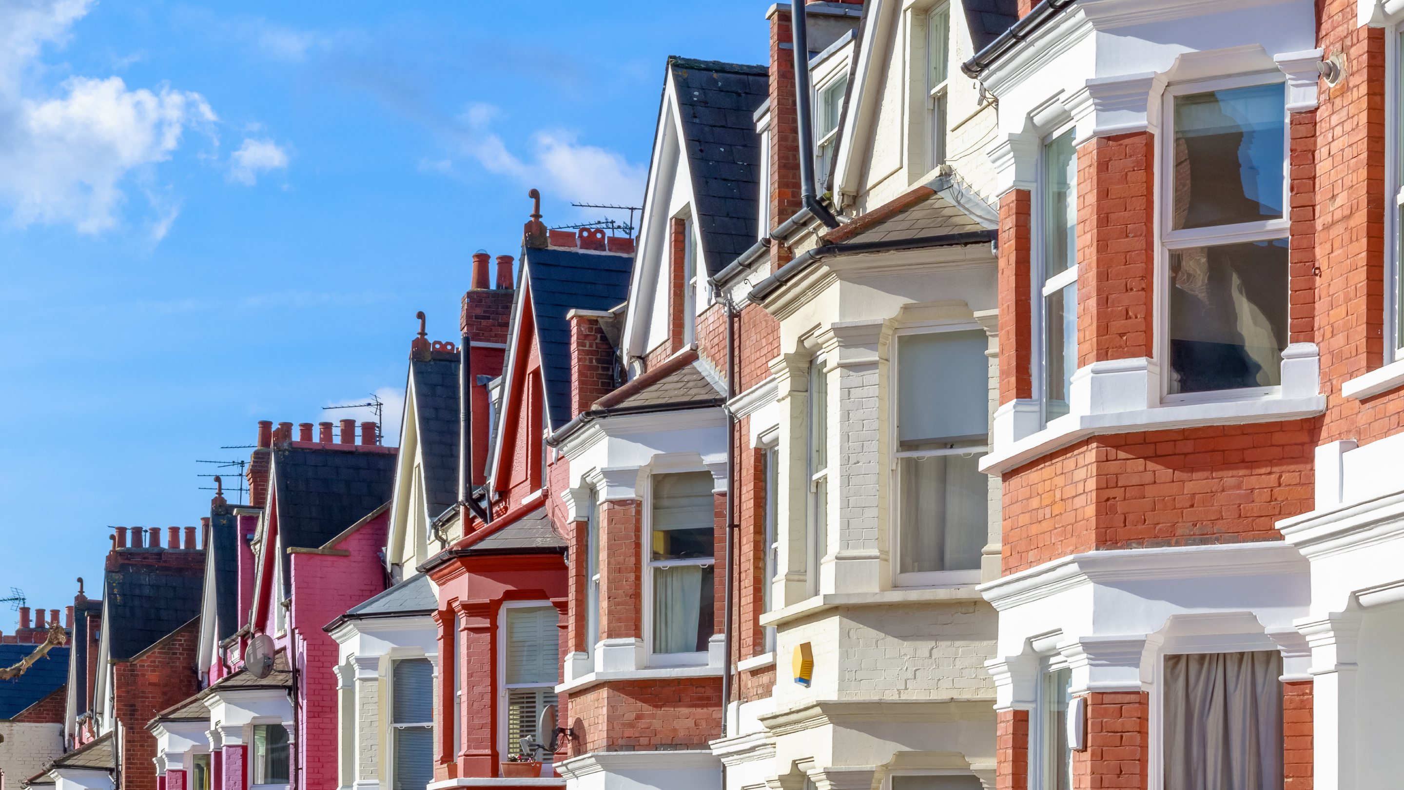 Typical English terraced houses in West Hampstead, London