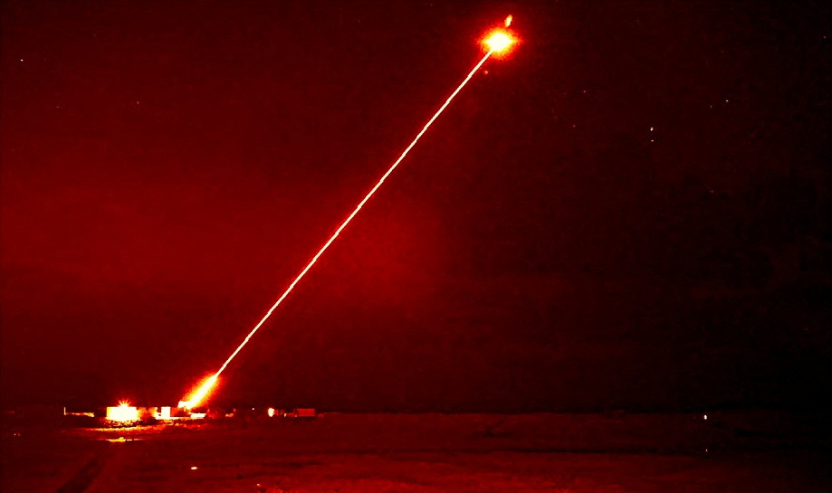 DragonFire laser-directed energy weapon system firing during a trial.