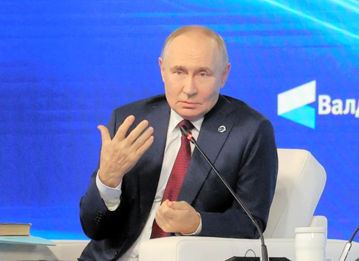 Russian President Vladimir Putin speaking at the Valdai Discussion Club.