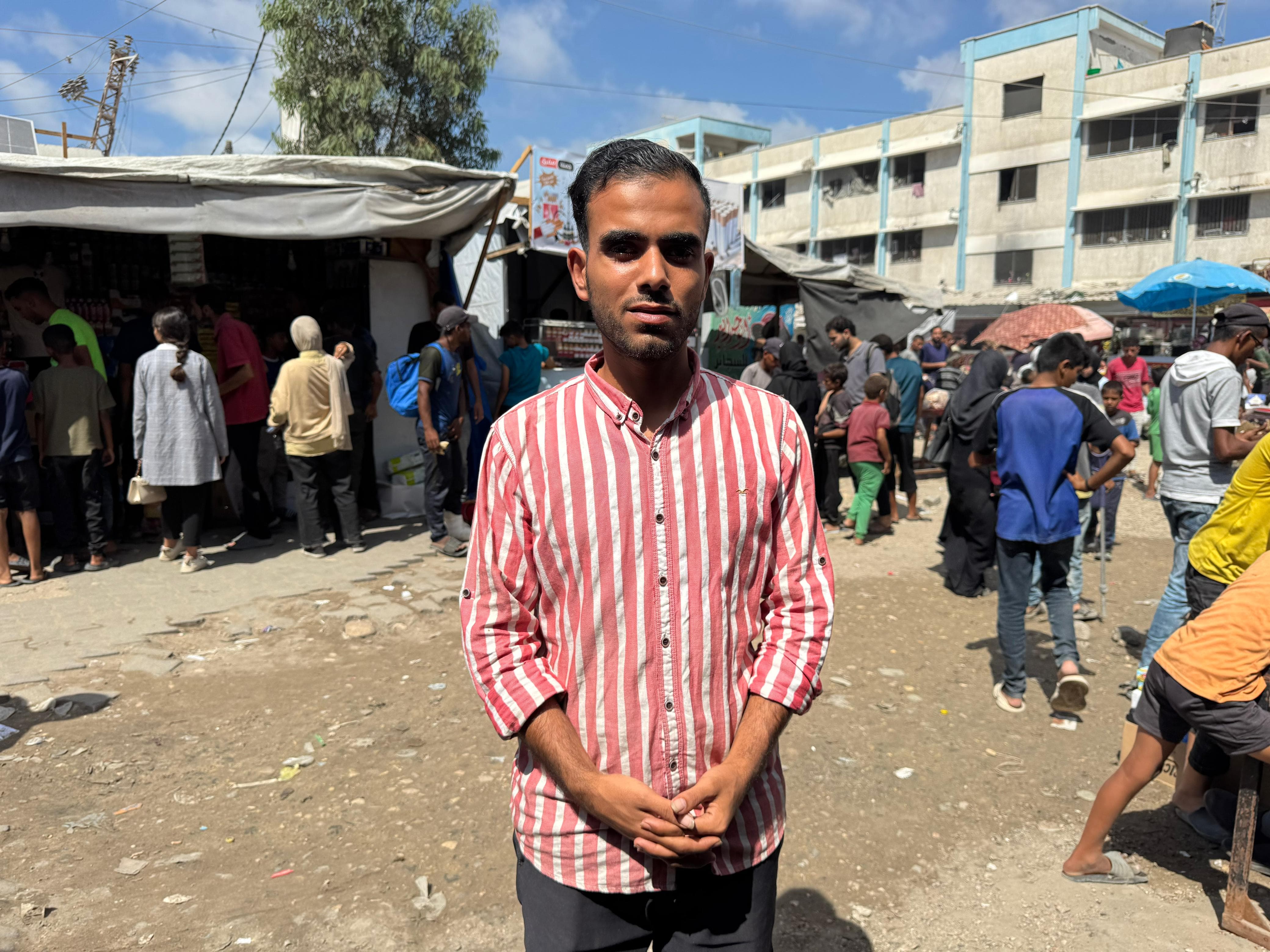 Mohammed Al-Masri, 27, from Beit Hanoun and displaced in Khan Younis.